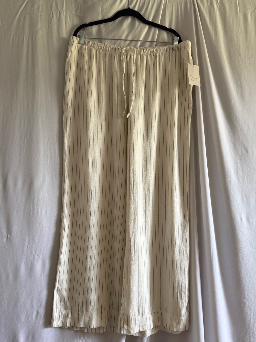 a new day Cream and Black Pinstripe Wide-Leg Drawstring Pants